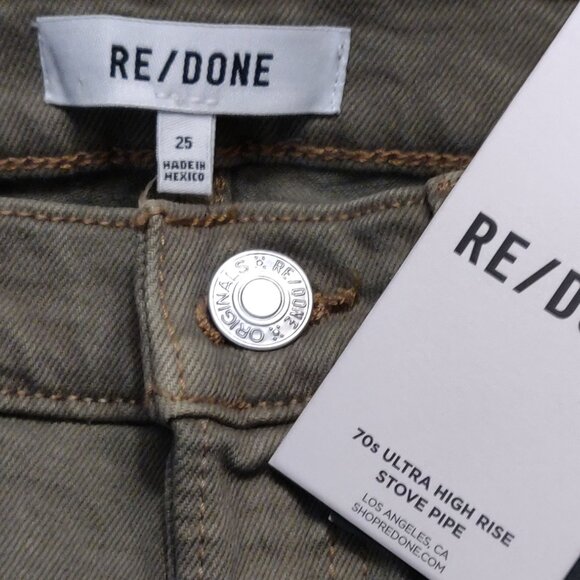Re/Done Ultra High Rise Stove Pipe Washed Sage Jeans SIZE 25 NEW WITH TAGS - Picture 3 of 8